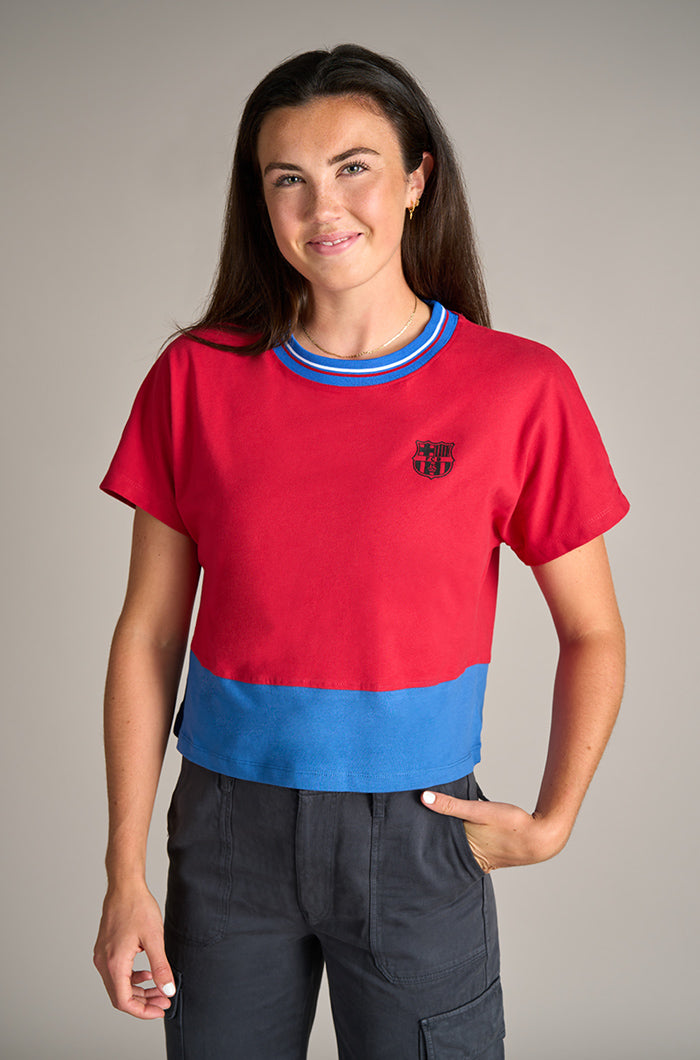 Camiseta crop azulgrana Barça – Mujer