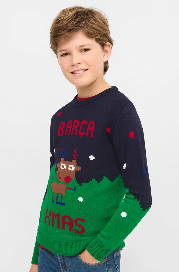 Christmas jumper reindeer FC Barcelona - Junior