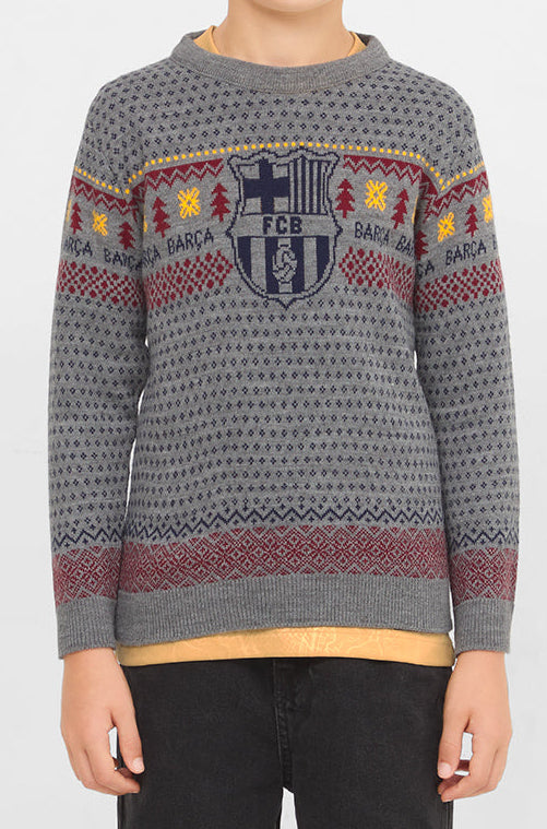 Sweat de Noël gris FC Barcelona - Junior