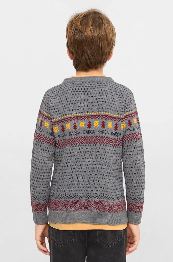 Sweat de Noël gris FC Barcelona - Junior
