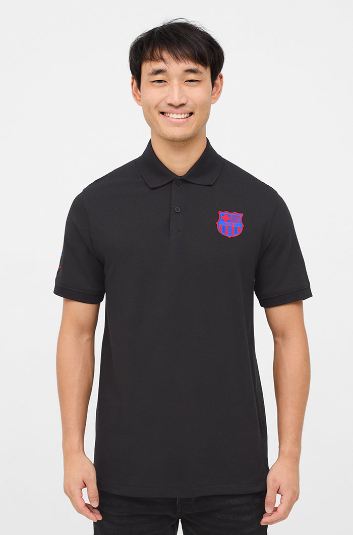 Polo with contrasting Barça Nike crest in black