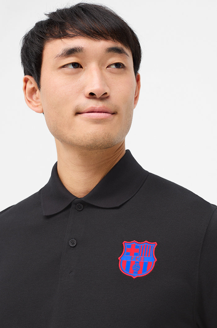 Polo with contrasting Barça Nike crest in black