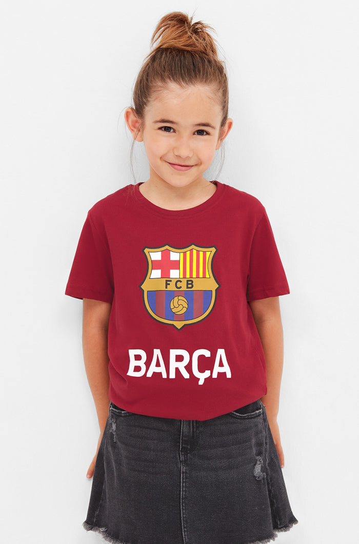 T-Shirt mit FC Barcelona-Wappen Granatrot