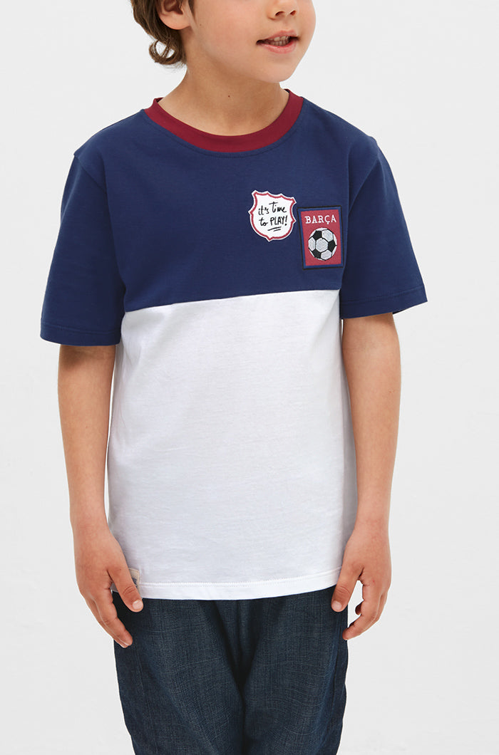 T-Shirt mit Wappen und Ball FC Barcelona - Kinder