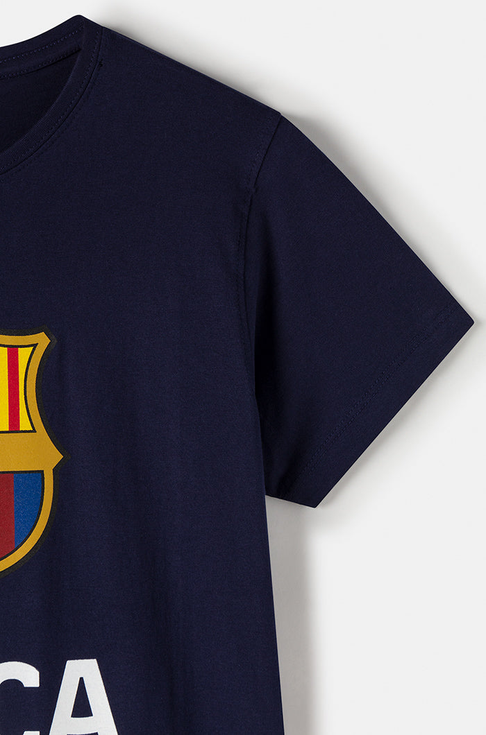 T-Shirt mit FC Barcelona-Wappen - Marineblau