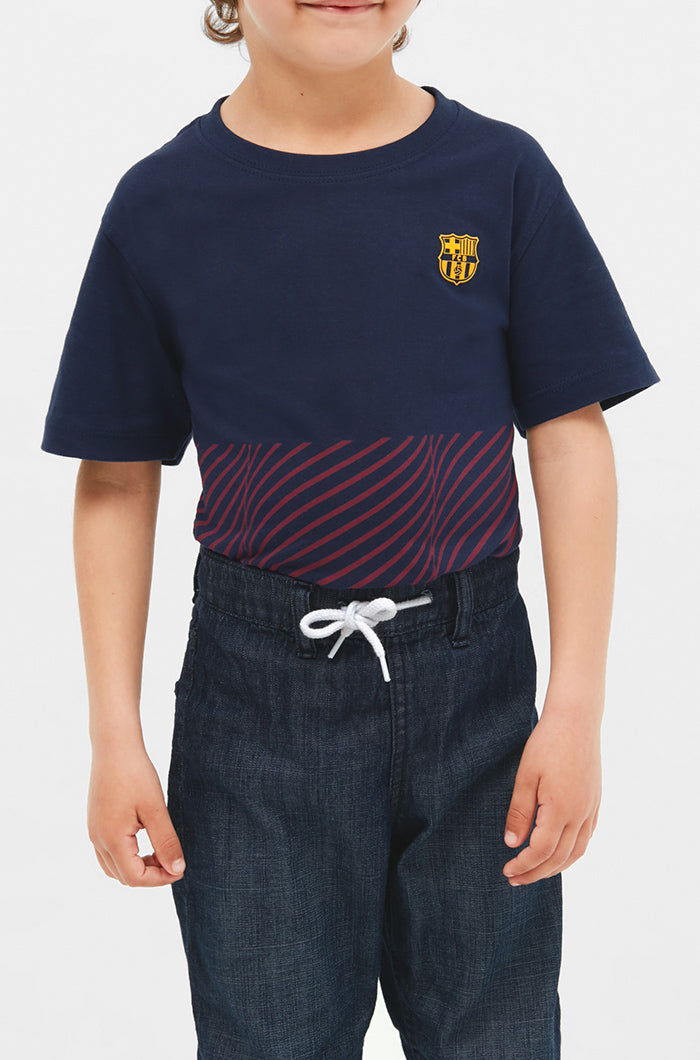 T-Shirt mit blau-roten Streifen - Junior