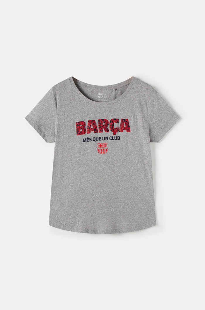 Camiseta "Més que un club" - Gris jaspeado