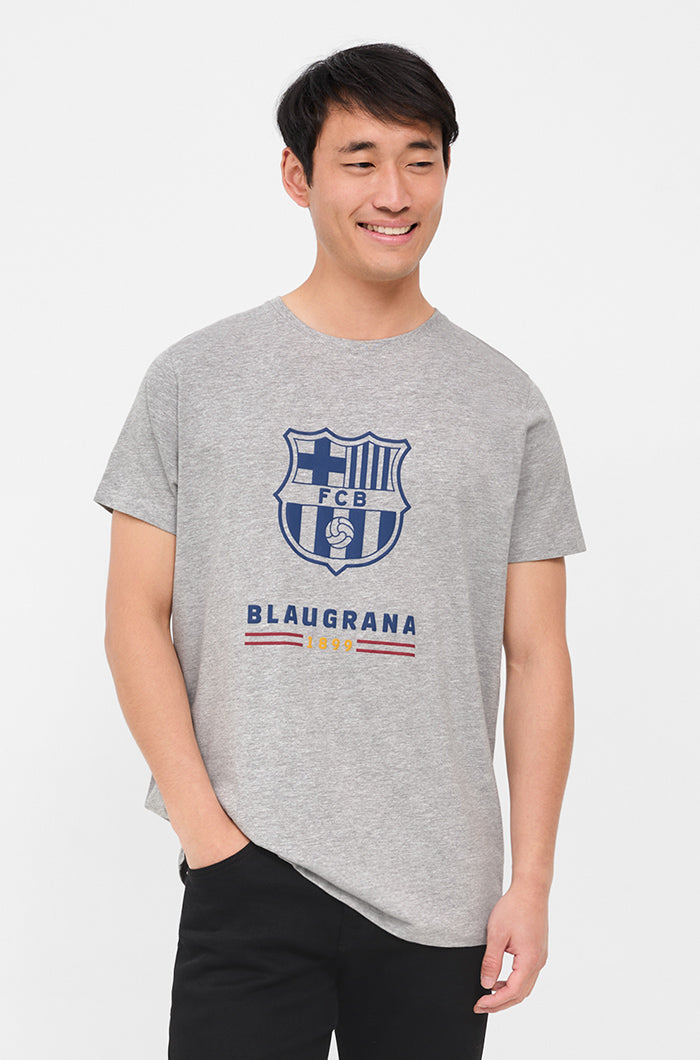 T-shirt à écusson FC Barcelone - Gris chiné
