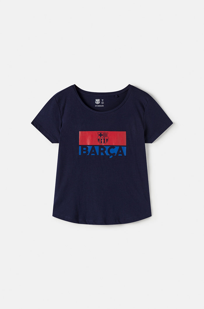 FC Barcelona shirt with team crest and logo – Marine blue