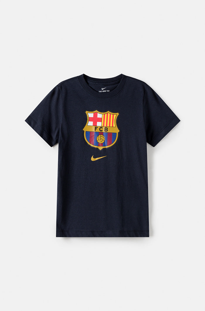 T-shirt bleu à écusson FC Barcelone - Junior