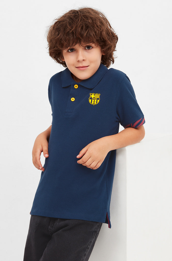 Polo shirt with blue-and-scarlet fringes – Junior – Barça Official ...