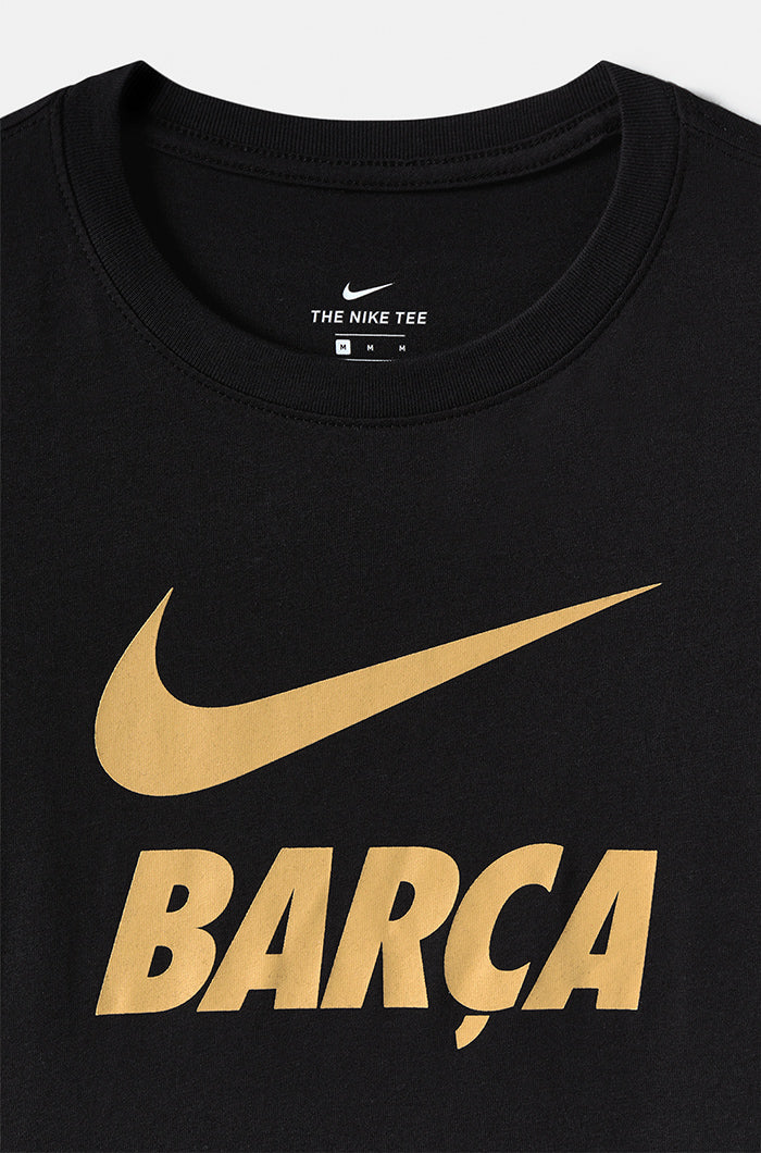 “Barça” T-shirt with golden logo – Black