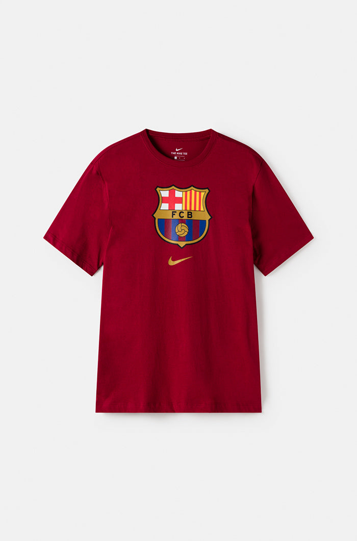 Granatrotes Trikot mit Wappen des FC Barcelona