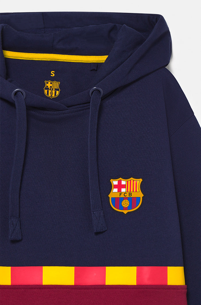 Sweat-shirt à capuche avec drapeau catalan et écusson FC Barcelone - Femme