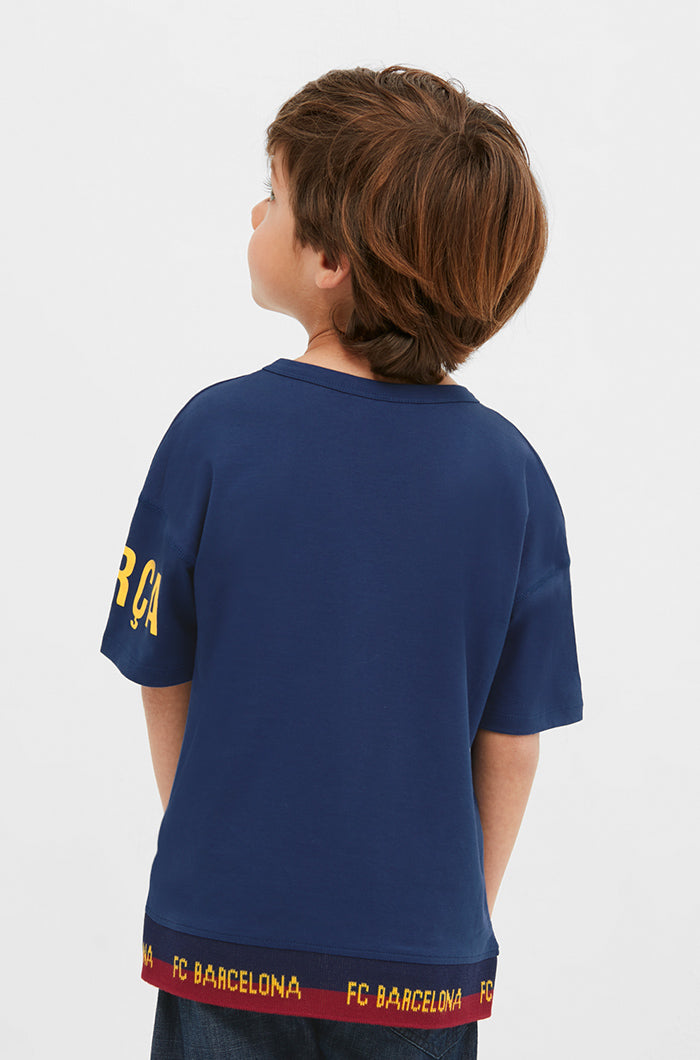 T-shirt avec bande FC Barcelona - Junior
