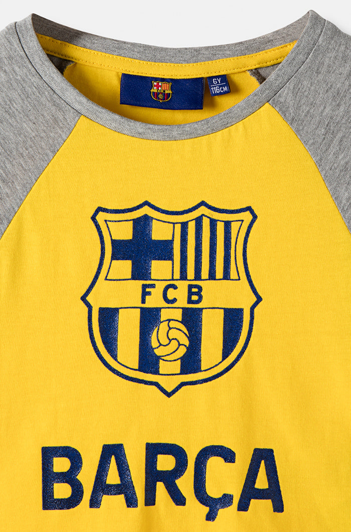 Camiseta bicolor escudo FC Barcelona - Niño
