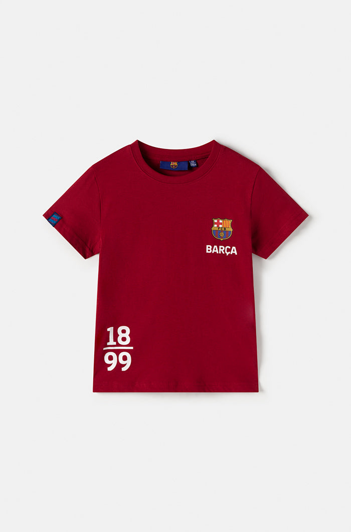 FC Barcelona 1899 maroon shirt with team crest – Boys