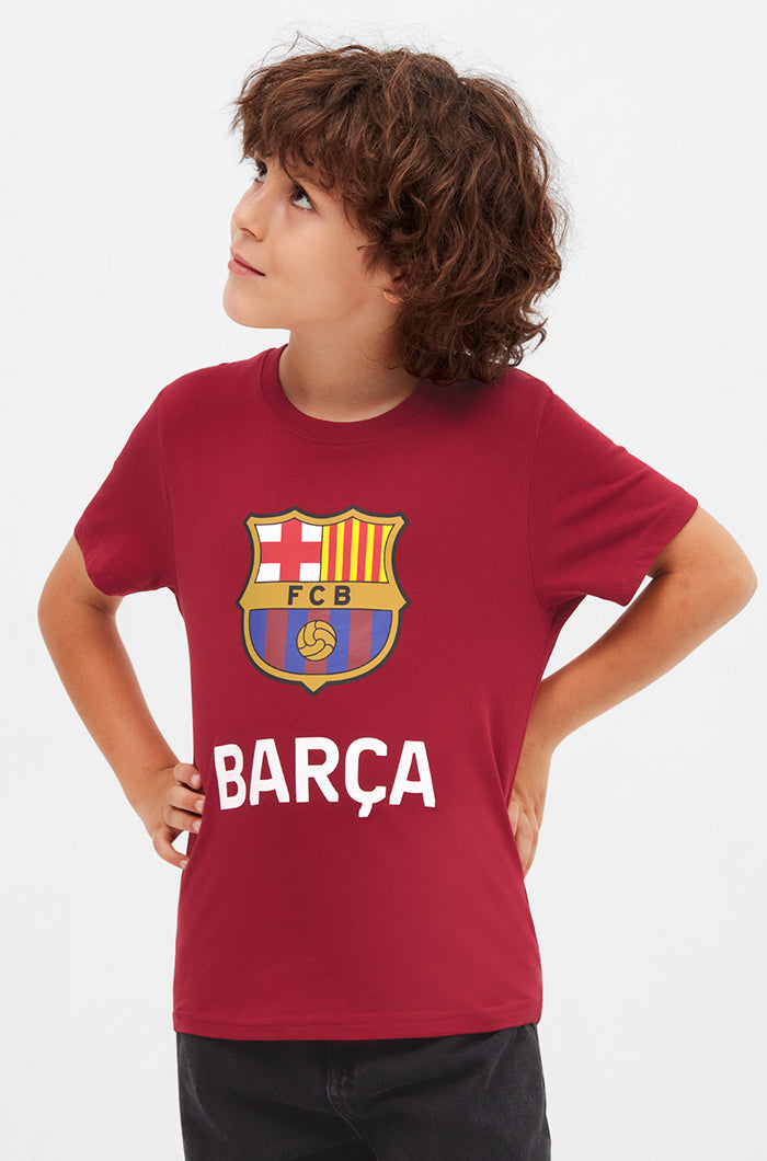 T-Shirt mit FC Barcelona-Wappen Granatrot